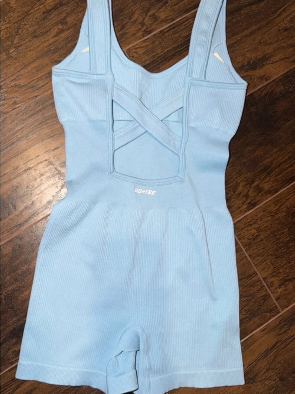 Light Blue Ribbed Tank Romper - Picture 2 of 3